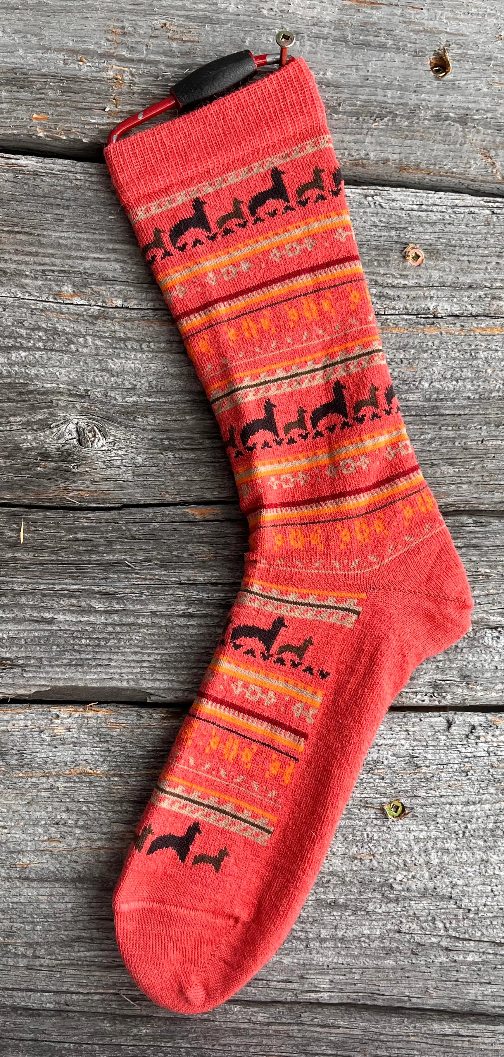 Cozy Alpaca Socks in Sunset Coral